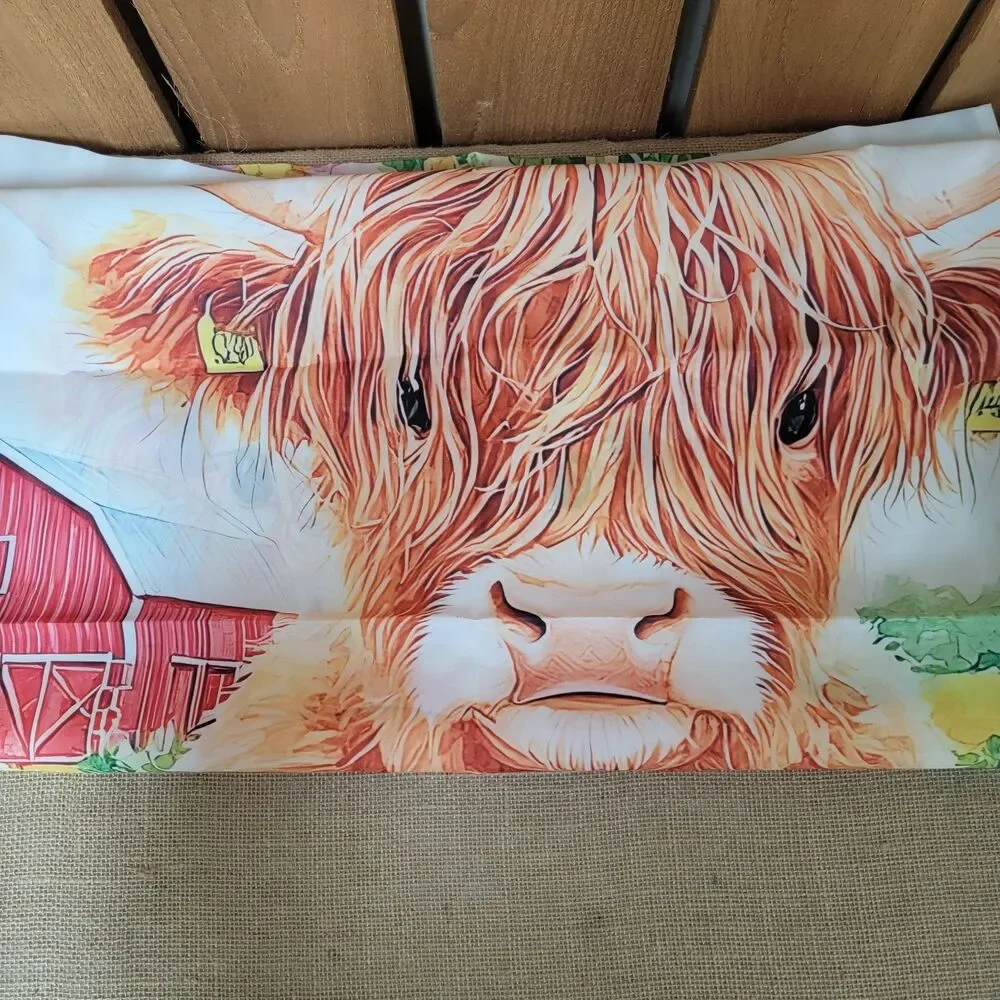 Set of 2 Curtain Panels Highland Cow Barn 26